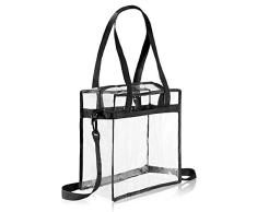 Eono by Amazon - Bolso de Mano Transparente Aprobado para Estadios, Estuches de Maquillaje Bolsa de Hombro Transparente Bolso de Maquillaje Neceser PVC Impermeable Organizador de Viaje