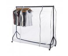 Pantalla Drakes 182,88 cm/183 cm tamaño pequeño PVC Colgador de Ropa con Ruedas Perchero con Resistente de Doble Cremallera, Transparente