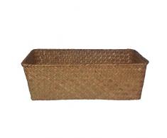 Tejido Mano Natural Cesta de Almacenamiento, Canasta de Nido de Mimbre Seagrass Square | Organizador de Almacenamiento Conveniente para Ropa, Juguetes