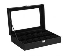 SONGMICS JWB12B - Caja de presentación para 12 Relojes