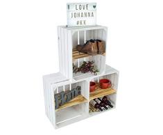 Nueva fruta Cajas blanca con geflammten Juego de 3 estantes Tabla Horizontal manzana caja Vino – Portacajas Caja zapatero Caja + + + 50 x 30 x 40 cm