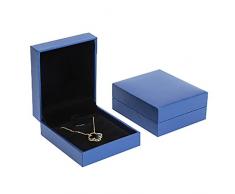 JUNGEN® Caja de Collar Organizador de Joyero Joyas, Estuche de joyería con Interior de Franela Caja de Almacenamiento Boda Regalo (Azul)