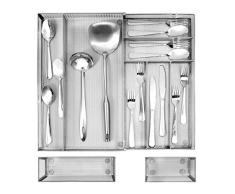 Bandeja Cubiertos Cocina de Malla, 7+2 Ampliable Organizador Cubiertos Para Cajon, Se Extienden Hasta 18.5 x 16.5 Pulgadas