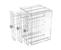 Caja Pendientes Caja Almacenamiento de Joyería de Acrilico Transparente Caja Organizador Joyas Soporte Titular de Joyería Organizador Sostenedor de Pendientes (3 Cajones, Transparente)