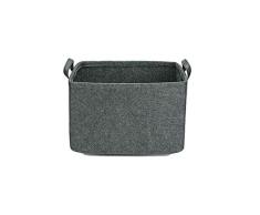 Shuxinmd Fieltro Cesta Almacenaje, Cesta para Colada, Gran Capacidad Almacenaje Papelera con PU Cuero Tiradores para Doméstico Organizador - Gris Oscuro