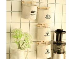 Chaki Bolsa de Almacenamiento Ropa de algodón Colgando Colgando Creativo Simple Armario Puertas y Ventanas Cocina Pared Cesta de Almacenamiento Bolsa de Almacenamiento