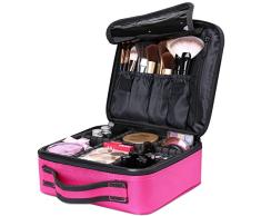 Luxspire Portátil Bolsa Cosmetica, Bolsa de neceser con gran capacidad y diseño divisible, Bolso de organizador maquillaje en viaje, Almacenamiento de Maquillaje Cosmético, Neceseres de viaje, Burdeos