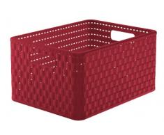 Rotho Country - Caja de almacenaje con efecto de mimbre, Rojo, A4