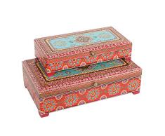 Hechas a mano pintadas a mano PADMEE india madera joyas caja de Indian Style del tesoro cajas para niña y mujer - Joyas Caja de Regalo para la novia y mujer joyas Baúles padmee en un juego de 2 unidad