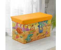 Cesta De Ropa Cestos Para La Colada Plegables, Dibujos Animados Dinosaurios Naranja Taburete De Almacenamiento Cesto De La Ropa Con Asa Plegable Large-Capacity Fácil De Llevar Adecuado Para Dormitori
