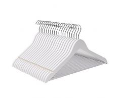 Songmics CRW03W-50 - Juego de 50 perchas clásicas (madera, con barra para pantalones), color blanco