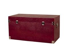 Borras Hnos Baúl de almacenaje Madera simil Piel Rojo (60x25x24)