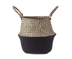 ZXXFR Plegable De Mimbre Cesta De Almacenamiento Colgando Cestas Decorativas Jardín Macetero Rattan Sembradora De Zosteras Canasta De Lavandería,Negro,S