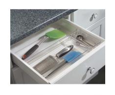 InterDesign Linus Organizador de cajones, cubertero para cajones de cocina grande en plástico para guardar cubiertos y otros utensilios, transparente