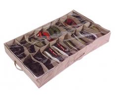Caja organizadora de zapatos para debajo de la cama (para 16 pares, de robusta lona Oxford de 600D, con tapa transparente de PVC, 60 x 15 x 100 cm) - por Brilliant Feet