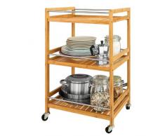 SoBuy Estantería de cocina, carrito de cocina, estantería de baño de bambú con ruedas FKW11-N