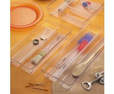 InterDesign Linus Organizador de cajones, cubertero para cajones de cocina mediano en plástico para cubiertos y otros utensilios, transparente