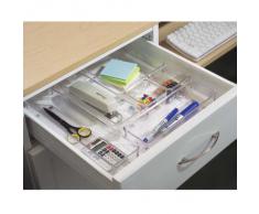 iDesign Cubertero para dividir cajones, separador de cajones pequeño de plástico, ideal como organizador de cajones de cocina, transparente