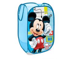 Superdiver Cesta plegable infantil de tela con asas para ropa sucia y juguetes, diseño Mickey Mouse de Disney 36x36x58 centímetros color azul