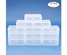 BENECREAT 12 Pack Mini Caja de Contenedores de Almacenamiento de Cuentas de Plástico Transparente con Tapa para Artículos, Hierbas, Grano Diminuto, Joyas 9x6x3.2cm