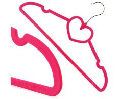 Hangerworld 10 Perchas 42cm Ahorra Espacio Terciopelo Rosa Corazón Porta Accesorios y Barra Pantalón