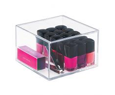 iDesign Organizador de maquillaje con tapa (15,2 x 15,2 x 10,2 cm), caja de belleza mediana en plástico sin BPA, organizador de cosméticos apilable de acrÃlico, transparente