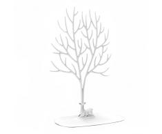 Exhibidor Soporte joyería de plástico - Sika Deer Tree Jewellery Holder Organizador joyería para Anillos Collar Regalos cumpleaños Soporte avidad Rack (Blanco, L)