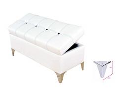 Hagoelvago Baúl Capitone Polipiel 80 x 42 x 44 cm Arcón Puff Taburete para almacenaje Carga máxima de 350 kg - Patas cromadas