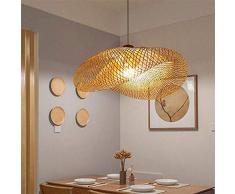 HAODAMAI Arañas de Luces de Techo de bambú Pendiente de la luz de Mimbre Rattan Cesta del Techo del Estilo Pendiente de la luz Tejida de la Rota