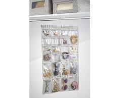 mDesign - Estuche colgante, organizador de bijouterie; organiza anillos, aros, pulseras, collares, baberos – 48 BOLSILLOS – Natural