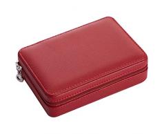 HAVIEANA Caja Joyero Rojo Estuche de Joyas Cuero Rectangular PU Joyero Almacenamiento Organizador con Cerradura,17x12x5cm