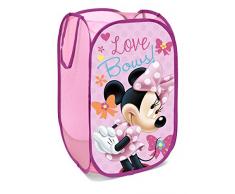 Superdiver Cesta plegable infantil de tela con asas para ropa sucia y juguetes, diseño Minnie Mouse de Disney 36x36x58 centímetros color rosa