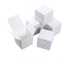 Logbuch-Verlag - Caja de regalo pequeña gris claro blanco, regalo para invitados, boda, embalaje, caja de regalo con tapa, caja plegable, 7 x 7 cm, color gris 10 unidades
