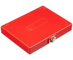 Heathrow Scientific HD15994C - Caja para portaobjetos (revestimiento interior de corcho, plástico ABS, capacidad: 100 portaobjetos, longitud x anchura x altura: 208 mm x 175 mm x 34 mm), color rojo