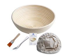 Bakery Essentials cesta de pruebas 10redondo Banneton Brotform cuenco de ratán para masa de pan y cepillo [libre] Borradores de aumento(hasta 1000g) + free liner + libre Pan horquilla