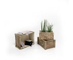 Rebecca Srl Set 3 Cajas Cestas Cestos Contenedores Madera clara Blanco Almacenamiento Casa da campo Retro Cocina Bano (Cod. YY20151013)