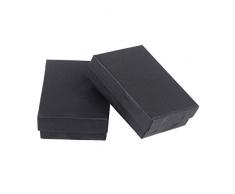 NBEADS Juego de Cajas de joyería de cartón para Collares, Pendientes y Anillos, Rectangular, Negro, 9 x 6,5 x 2,8 cm