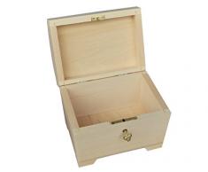 Pequeño madera natural / caja de madera con bisagras - con cerradura PSK10