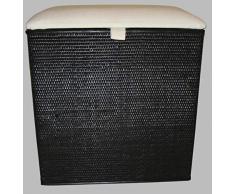 Rattano CL 94 - Cesto para la colada (taburete, cesto y cesta para la colada, fabricado en Alemania), color negro