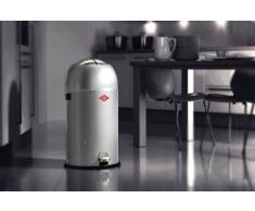 Wesco Kickmaster - Papelera de acero a pedal (33 L, con recubrimiento electrostático), color plateado
