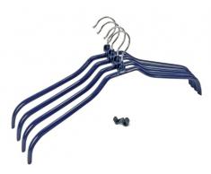 WENKO 10250911100 Percha adda set azul oscuro - juego de 4, Metal cromado, 42 x 19 x 1 cm, Plata brillante