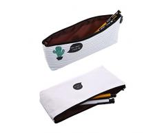 NUOLUX 3pcs Cactus Impreso Lápiz Lápiz Bolsa De Pluma Bolso De Maquillaje Bolsa De Papel