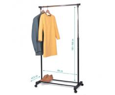 Tatkraft Mercury Perchero de Ropa Telescópico con Ruedas Altura Ajustable 101-166cm Acero Cromado