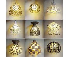 Lx.AZ.Kx E27 Moderno Vintage Industrial Lámparas de araña Restaurante Dormitorio Sala de estar Colgante de luz Luz Iluminación colgantes modernos creativos Rattan Rattan Simple Cafe Restaurant Pasillo Hand-Woven Nido de Pájaro