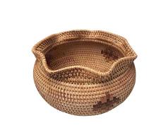 Quskto Rattan Cesta del almacenaje, Rattan pequeña Cesta del almacenaje Snack-Abarrotes Estante de Almacenamiento Cesta Ideal Inicio del Organizador del almacenaje (Color : Natural, Size : Free Size)