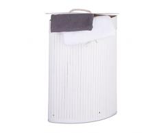 Relaxdays Cesto Colada Plegable para Ropa Sucia, 64 L, Bambú, Blanco, 35 x 35 x 65 cm