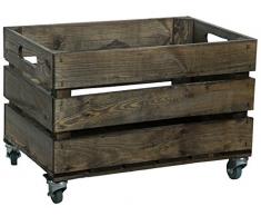 Nueva Kistenkolli Caja de plástico con ruedas (/caja, manzana caja, caja de vino del antiguo país + + + natural Dimensiones Aprox. 54 x 35 x 35 cm