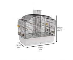 Ferplast Jaula para Canarios y pájaros exóticos Canto, Jaula de cría con Separador, Dotada con Accesorios, Estructura de Robusto Alambre Pintado Negro y cubeta de plástico Blanco 71 x 38 x h 60,5 cm