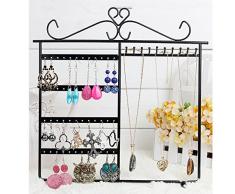 MOOUK Organizador de Joyas, 48 Agujeros, Soporte de Metal para joyería, Collar/Pendientes/Brazalete, Colgador, Soporte de Pared, Negro, Tamaño Libre