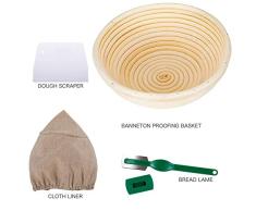 Hearthrousy Cesta de Pan Cesta de Pruebas por Supuesto La Canasta de Pan Cesta de Almacenamiento Ratán Natural para Pan Casero Y Masa De Pan De Ratán